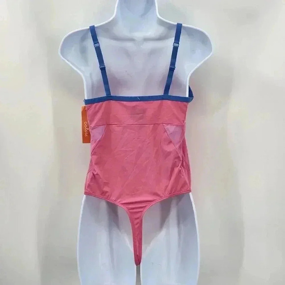 Colsie Pink One Piece Swimsuit Swimwear Bathing Suit Adjustable Mesh Medium - Picture 2 of 3
